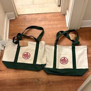 Set of 2 BRAND NEW NWT Large Trader Joe's Green Canvas Tote Bags